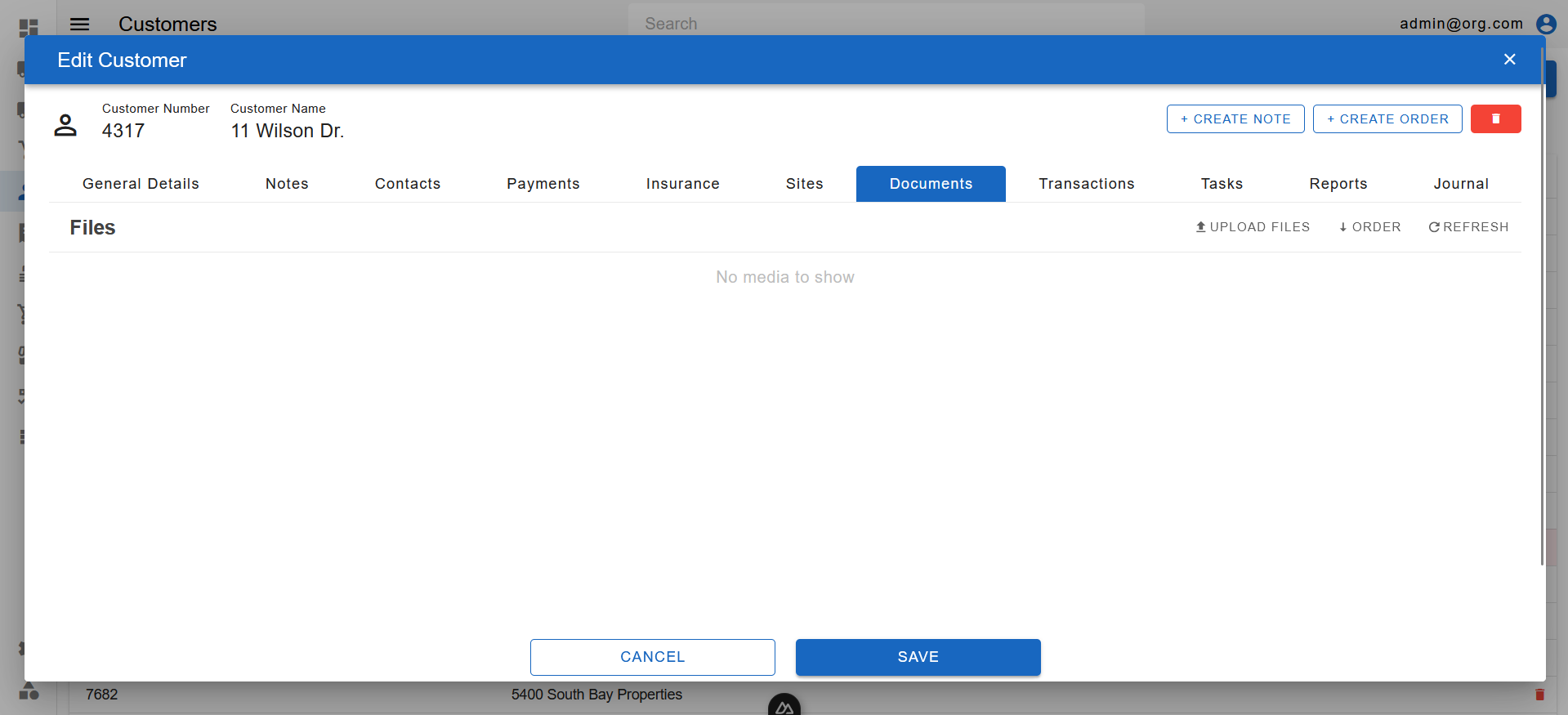 Edit Customer Popup - Media Tab