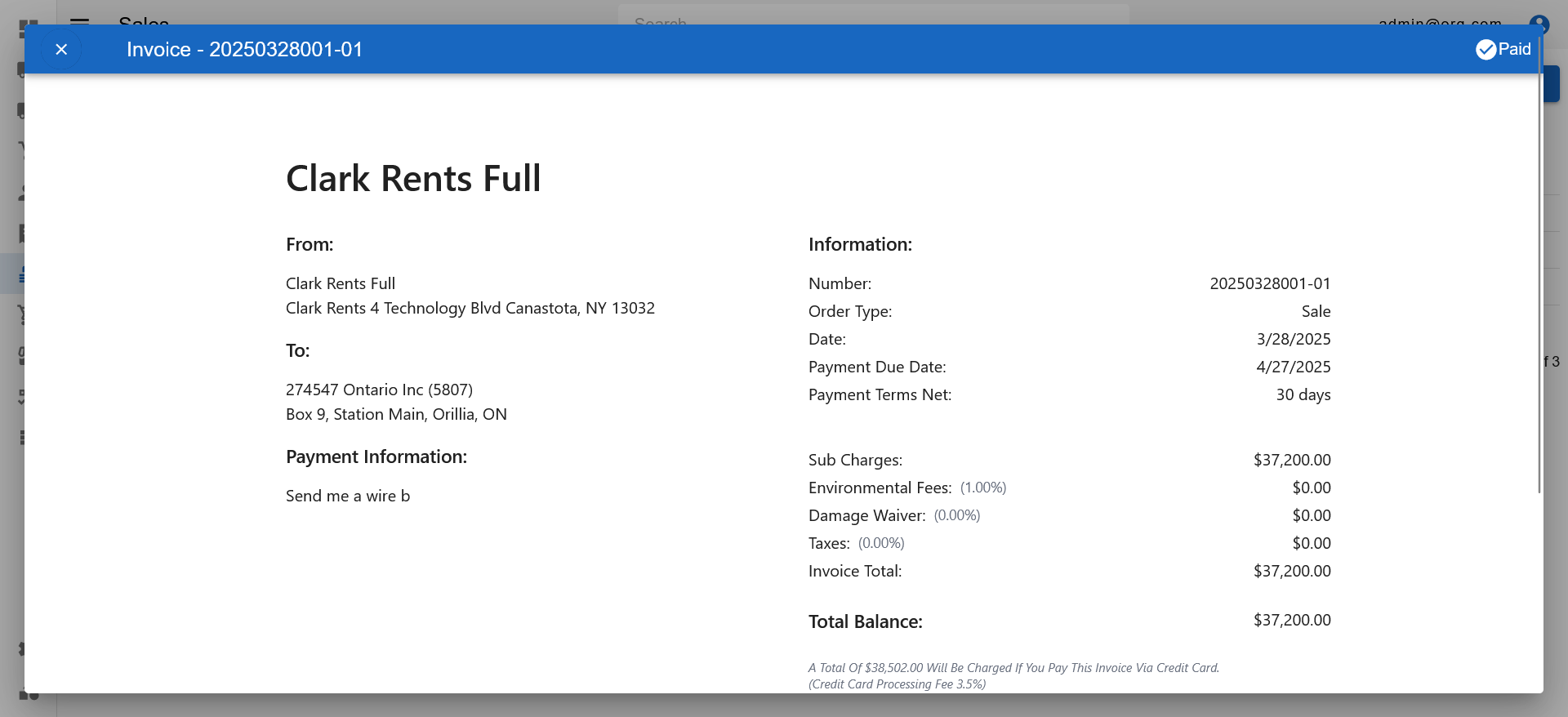 Invoice View Popup
