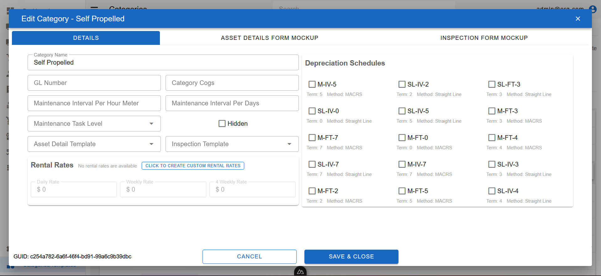 Edit Category Popup