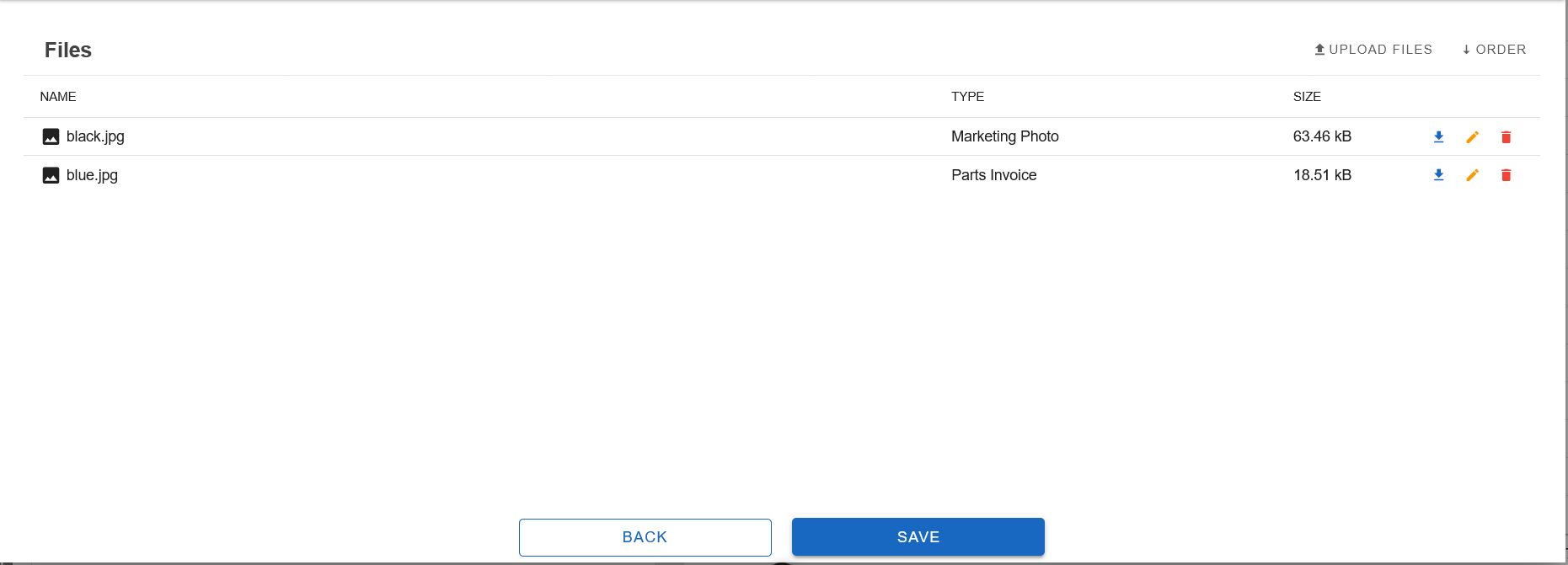 Media Tab - Files Table